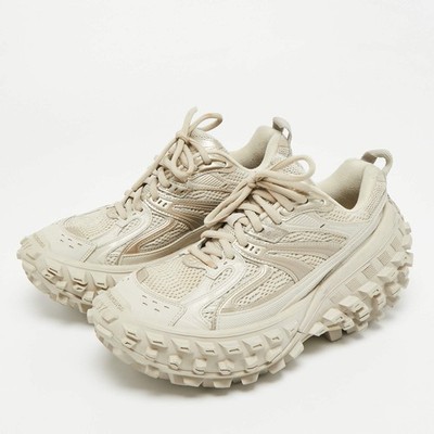 Balenciaga Defender Size 37 Beige Faux Leather Mesh Lace Up