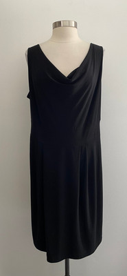 Clara Sun Woo Black Sleeveless Draped Neck Dress Plus Size 1X