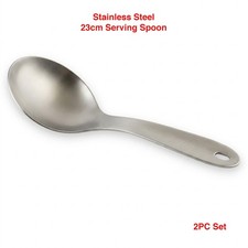 2PC  23cm Stainless Steel Serving Spoons Rice Buffet Pickle Deli Dishwasher Safe