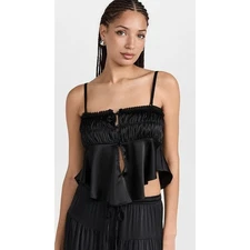 Lioness Women's XS Black Keira Cami Crop Tank Top Flowy Minimalist Chic J18-33