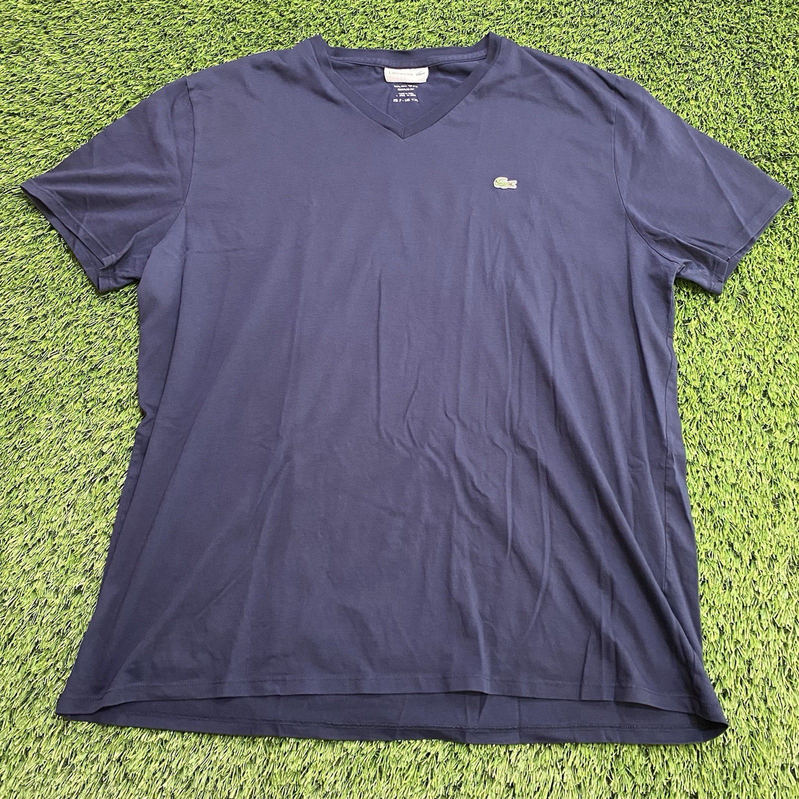 Lacoste Men’s Navy Blue 2XL Regular Fit V-Neck T-Shirt Pima Cotton Basic Casual