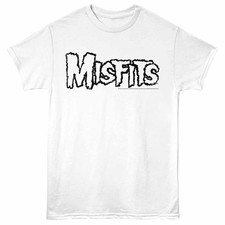 Misfits - Logo Outline - Front Print Adult Short Sleeve Solid T-Shirt - White
