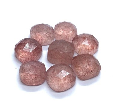 Natural Pink Strawberry Quartz Cushion Rose Cut Loose Gemstone Making Jewelry