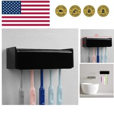 5 Slots Wall Mount Toothbrush Holder with Cover, Self Adhesive Toothbrush Sto...