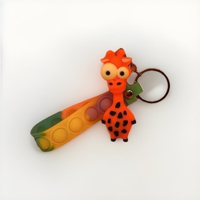 Cute Little Giraffe, Fidget Keychain Mini Pop Lts With 3-D Animal, ￼￼