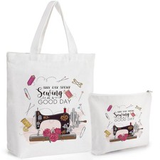 Sewing Gifts Tote Bags - Quilting Lover Canvas Bag Small Zipper Bag Set 2 PCS...