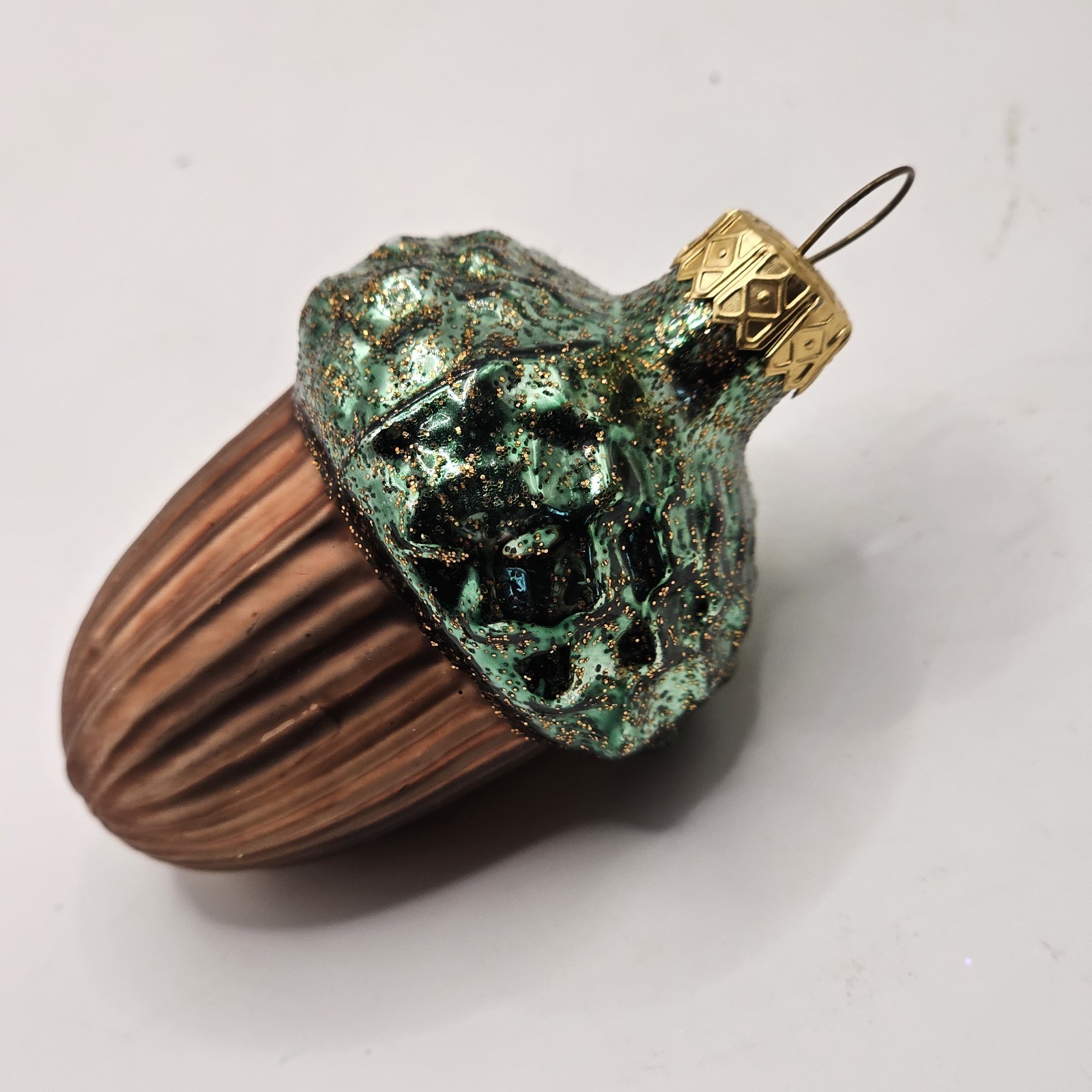 Christmas Tree Ornament  Pinecone Glass Acorn Glitter