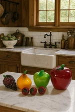 Hand Blown Art Glass Fruit Lot Apple Pear Grapes Strawberries Kitchen Decor Set