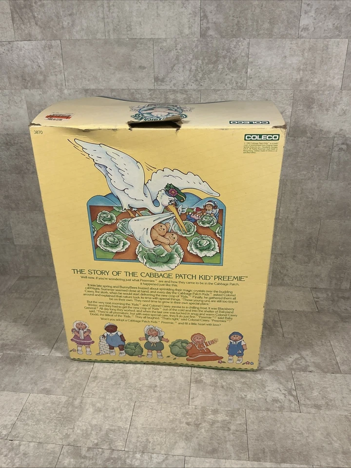 VINTAGE 1985 Coleco CABBAGE PATCH KIDS PREEMIE Girl Box & Certificate - Image 3 of 4