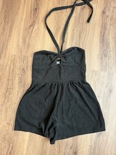 Wild Fable Womens Halter-Tie Terry Romper, Black Size Small