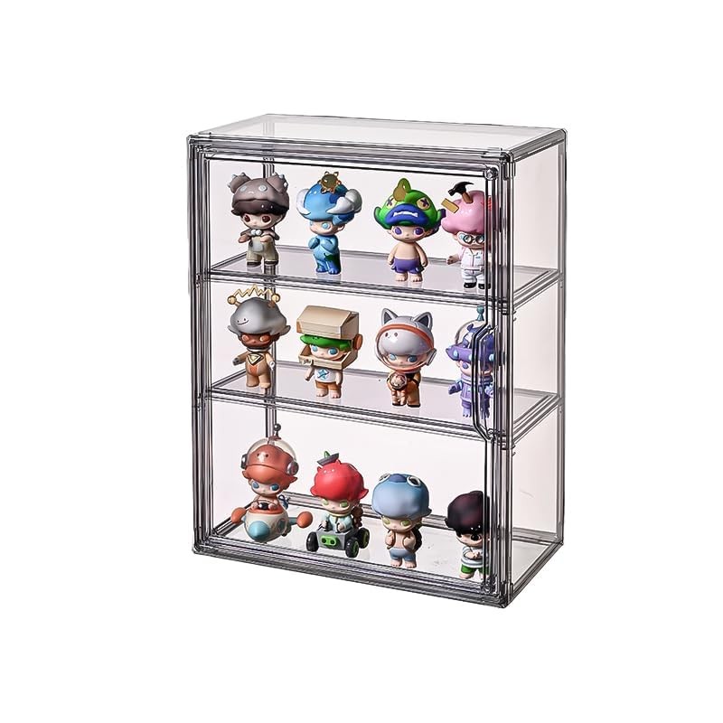 3 Tiers Acrylic Display Case with 2 Division Boards, Acrylic Storage Organizers