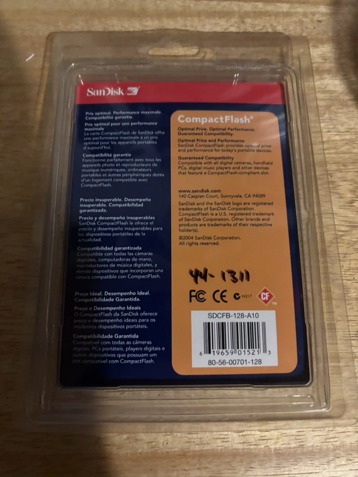 SanDisk CompactFlash 128 MB Memory Card (SDCFB-128-A10) - Image 2 of 2