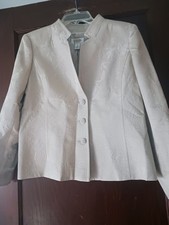 Talbots Champagne Color Embossed Floral Pattern, Suit Jacket Size 12 P