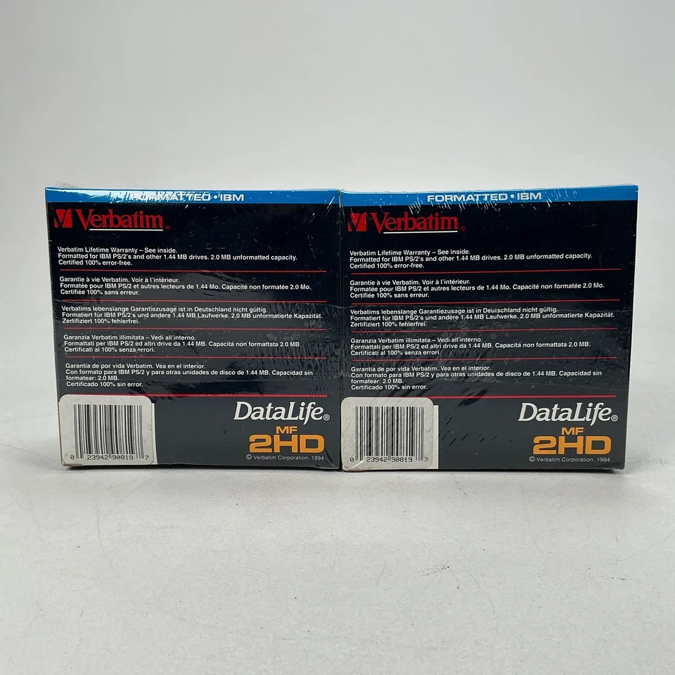 Verbatim DataLife 3.5” Microdisks 2HD 1.4 MB20-Pack IBM Format 1994 New Sealed - Image 2 of 4