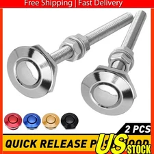 2XSilver Push Button Quick Release Hood Pin Bonnet Lock Clip Car Bumper Latch V