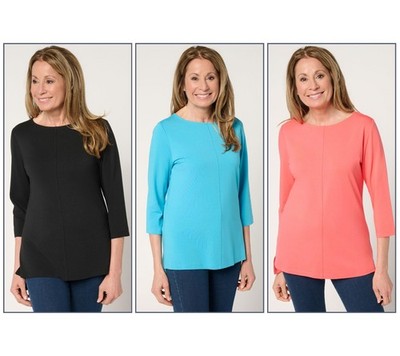Gloria Vanderbilt Women's Top Sz L Denim & Co. Essentials Multi-colored A683076