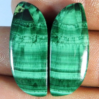 52.25Cts100%Natural Green Malachite Fancy Pair Cabochon Loose Gemstone