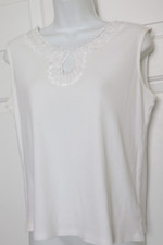 Liz Claiborne Size Small White Cotton Career Camisole Tank Neckline Detail