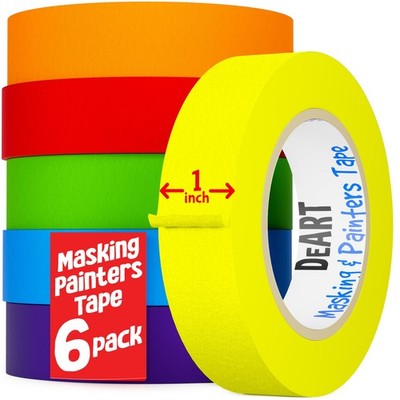 DEART Colored Masking Tape Painters Tape Writable 12, 8 or 6 Pack - 1 inch or...