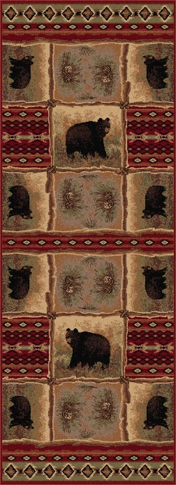 2x10 Red Bears Southwestern Cabin Nature Print Runner 6570 - Aprx 2' 7" x 9' 10" - Image 2 of 2