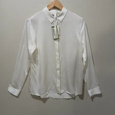 Lilysilk Shirt Womens Small Natural White 22MM Silk Concealed Placket Blouse NWT