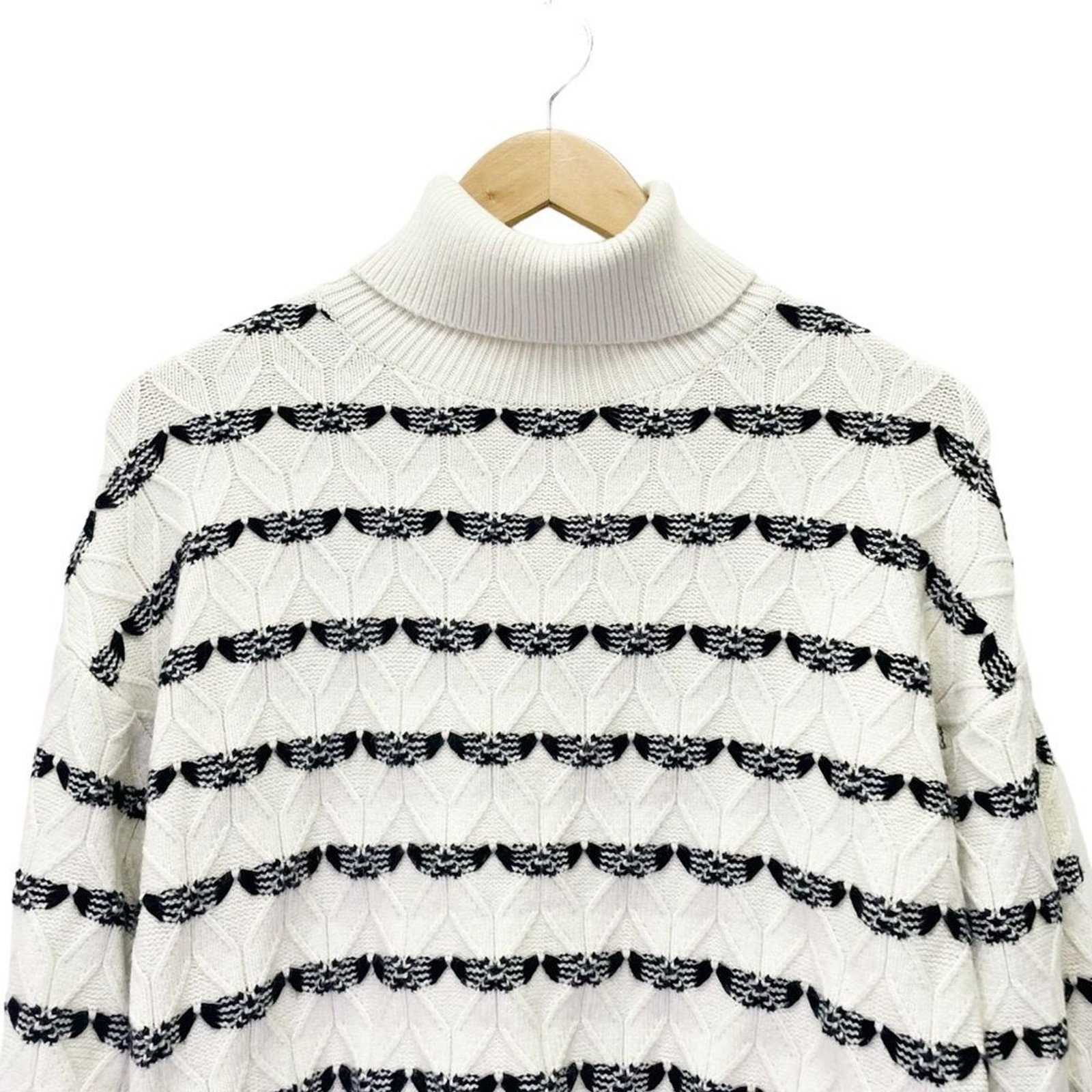 Joie Alpine Pattern Striped Cable Knit Pullover S… - image 3