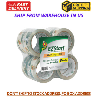 Duck EZ Start Clear Packaging Tape, 1.88 in. x 55 yd., 8 Rolls