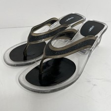 Vintage Clear Lucite Sandals Shoes 8 / 39 Iridescent Sparkle cracks
