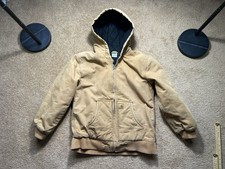 Carhartt Youth Active Jacket L 14 16 Brown Duck Canvas Quilt Lined Hooded Coat