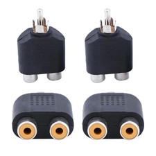 Portable Audio Connector Adapter Plug RCA Splitter AV Converter 1-Male 2-Female