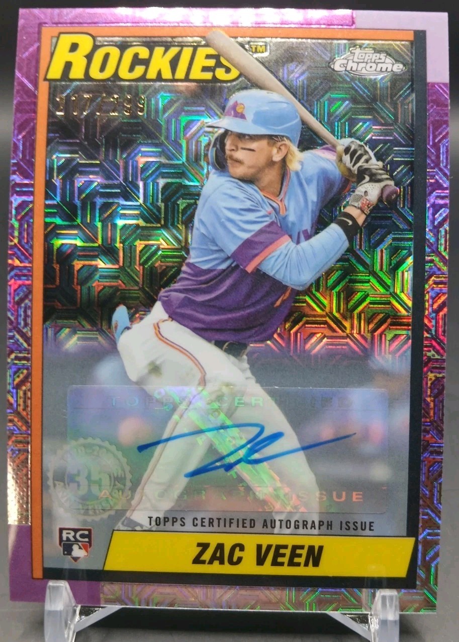 ZAC VEEN 2025 Topps Update 1990 TOPPS SILVER PACK CHROME AUTO #d 217/299 Rockies