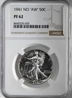 1941  50C  PROOF WALKING LIBERTY HALF DOLLAR  "NO AW"  NGC PF62  #8445235-035