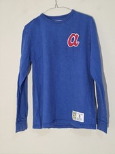 Mitchell & Ness Atlanta Braves Long Sleeve T-Shirt – Royal Blue Vintage Logo – C