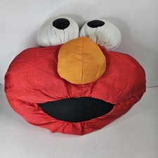 Sesame Street Elmo Face Plush Pillow 14 Play by Play Nylon Stuffed Vintage Rare