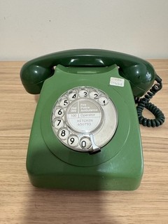 Vintage GPO 746 F Rotary Dial Two Tone Green Telephone Retro 1970s