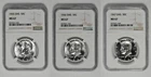 1965 - 1967 SMS 50c Kennedy Half Dollar NGC MS 67 Three Coin Lot