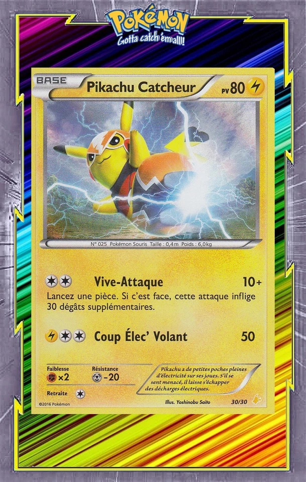 🌈Pikachu Catcheur Holo-XY :Kit Dresseur - 30/30 - Carte Pokemon Française - Photo 1/1