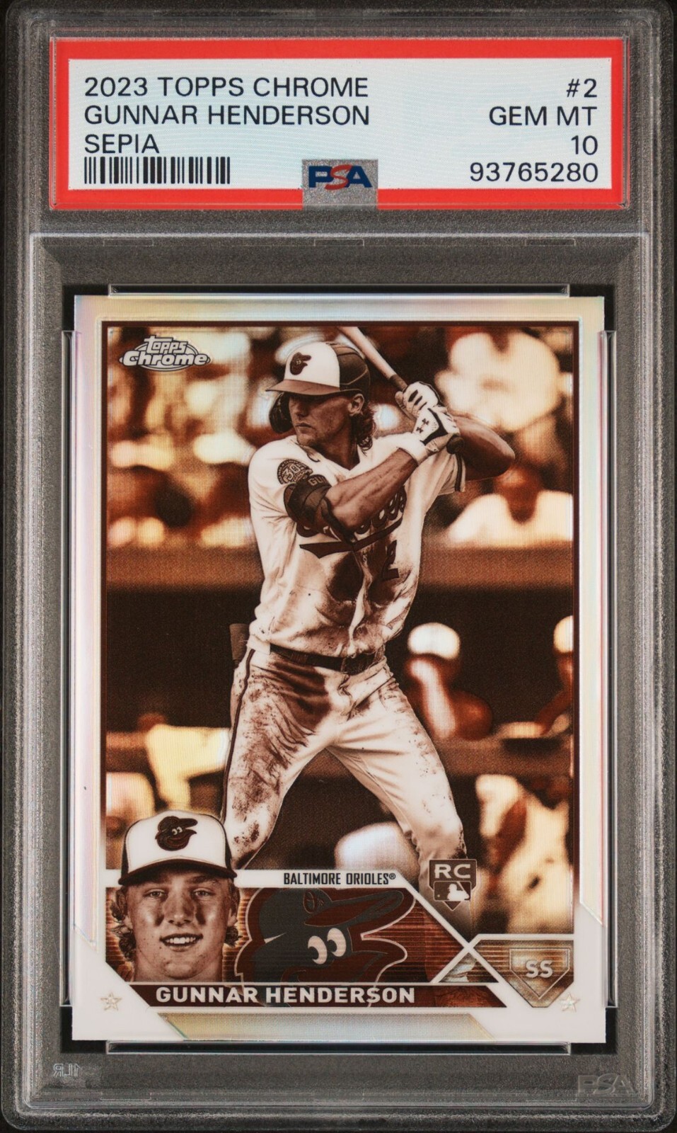 2023 Topps Chrome Sepia Refractor #2 Gunnar Henderson RC Rookie PSA 10