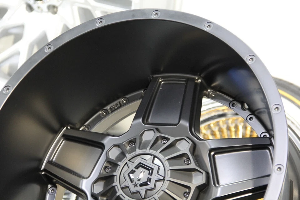 New Set (4) TIS 20x12" 8x6.5 8x165.1 SATIN Black Wheels GMC CHEVY DODGE FORD - Image 2 of 4