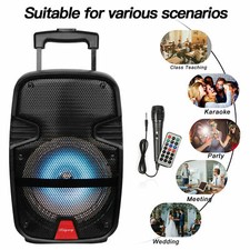 4400 Watts Wirelessly Portable Party 8" Bluetooth Speaker w/ Microphone  Remote