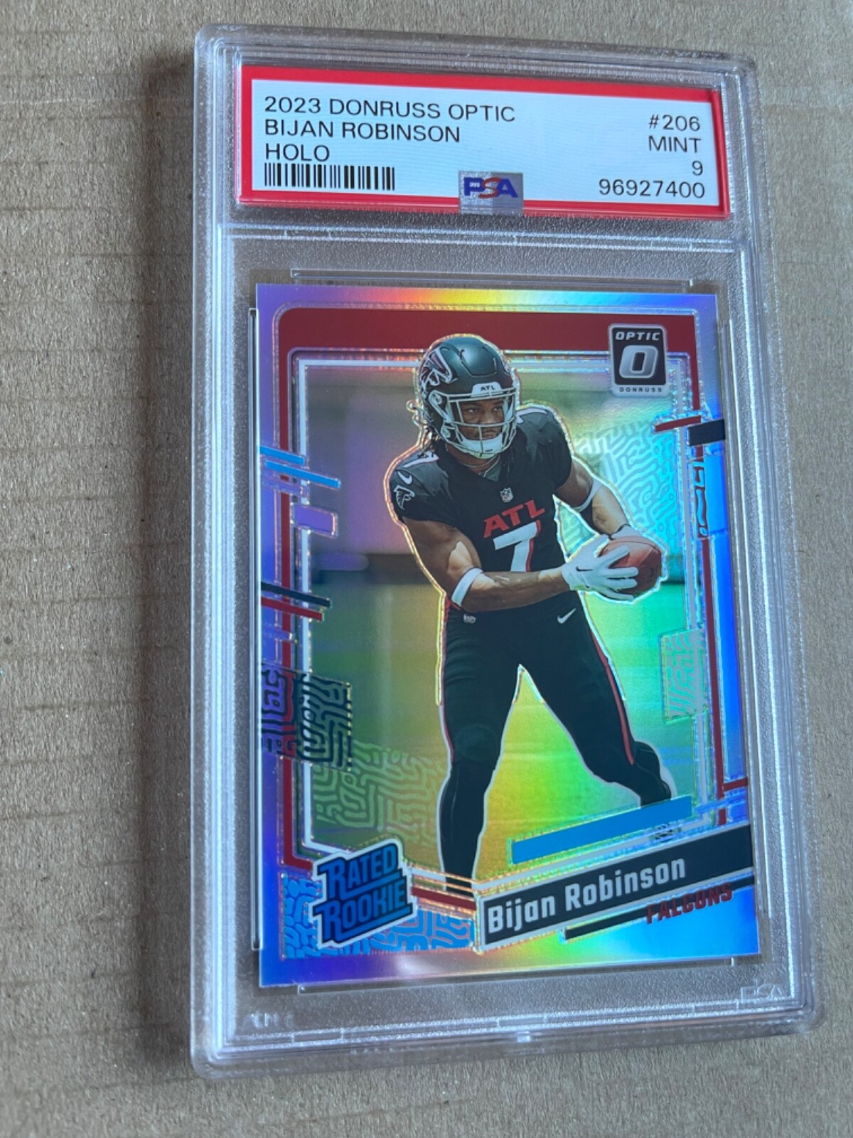 2023 Donruss Optic Holo Bijan Robinson # 206 Rookie PSA 9