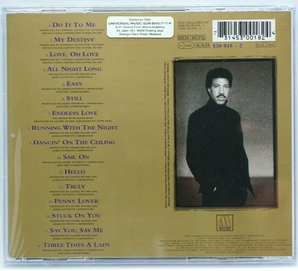 Lionel Richie : Back To Front (Best Of) CD Album. Brand New Sealed. COMMODORES - Image 2 of 2