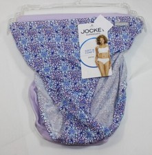 NWT set of 3 JOCKEY 2070 supersoft BIKINI in WHITE LILAC BLUE geo PRINT