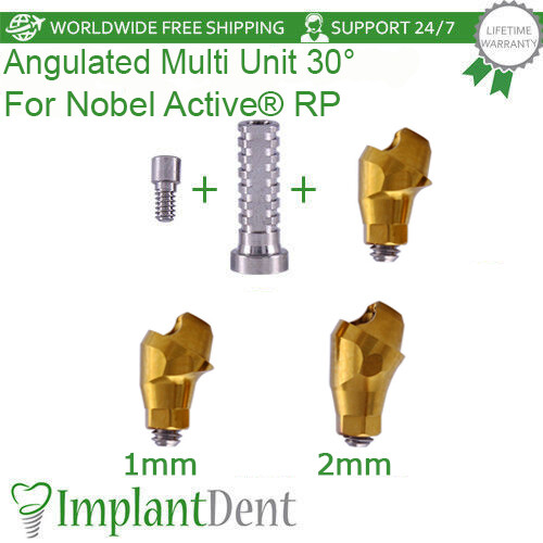 Set of Angled Multi Unit 1.6mm Prosthetic 30° Active Hex RP + Titanium Sleeve - Picture 1 of 3