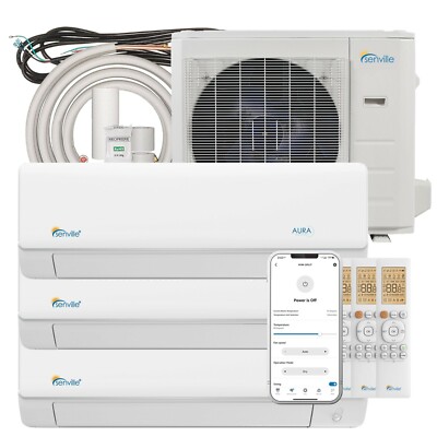 36000 BTU Tri Zone Ductless Mini Split Air Conditioner (2x9000BTU + 1x18000BTU)