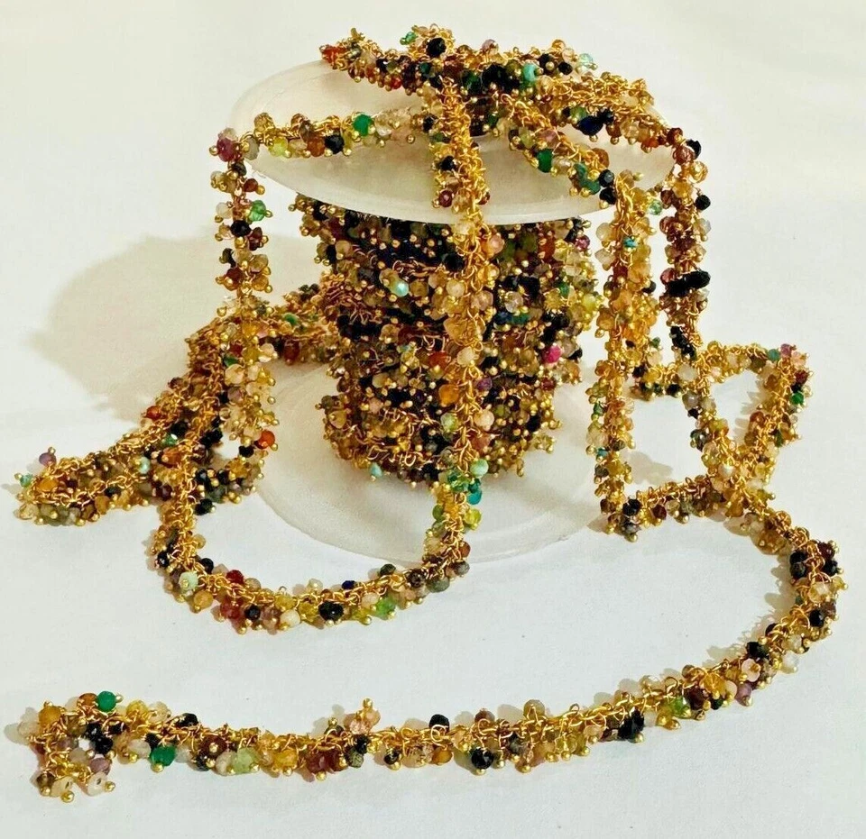 Rollo a granel envuelto en alambre cadena uva cuentas piedras preciosas múltiples naturales de 2-3 mm para joyería Foto 2 de 4