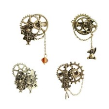 Retro Alice Wonderland SteamPunk Wheel Pin Brooches Clothing Backpack Badge