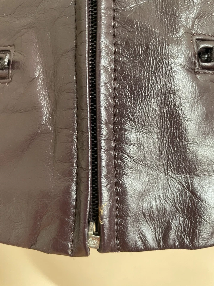 BERMANS VINTAGE 80's 90's RETRO LEATHER BOMBER BIKER JACKET UK 12 EU 40 US 8 S/M - Image 4 of 4