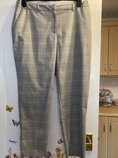 Size 14 Grey Checked 3/4 Smart Dorothy Perkins Trousers Workwear Wear Boots
