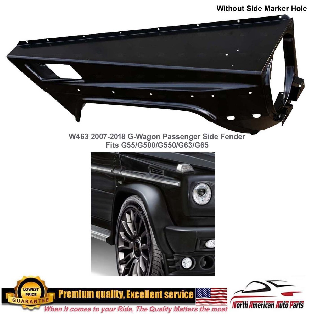 Fender G500 G550 G55 G63 Passenger Side G-Class W463 G-Wagon 2007